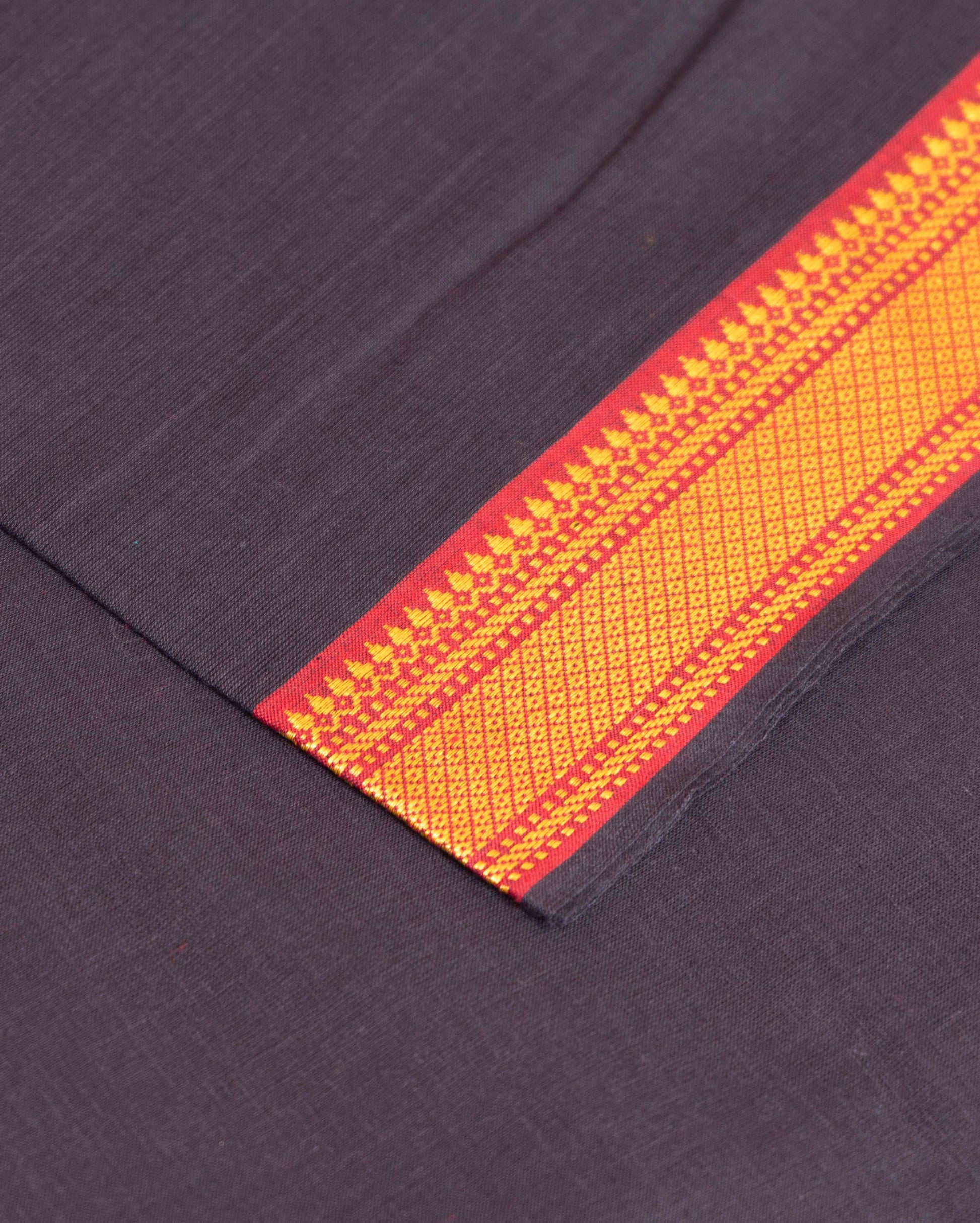 Elegant Women’s Salwar Suit Material Set Top 2.5 Mtr, Pant 2 Mtr & Dupatta 2.25 Mtr with Woven Border, Black