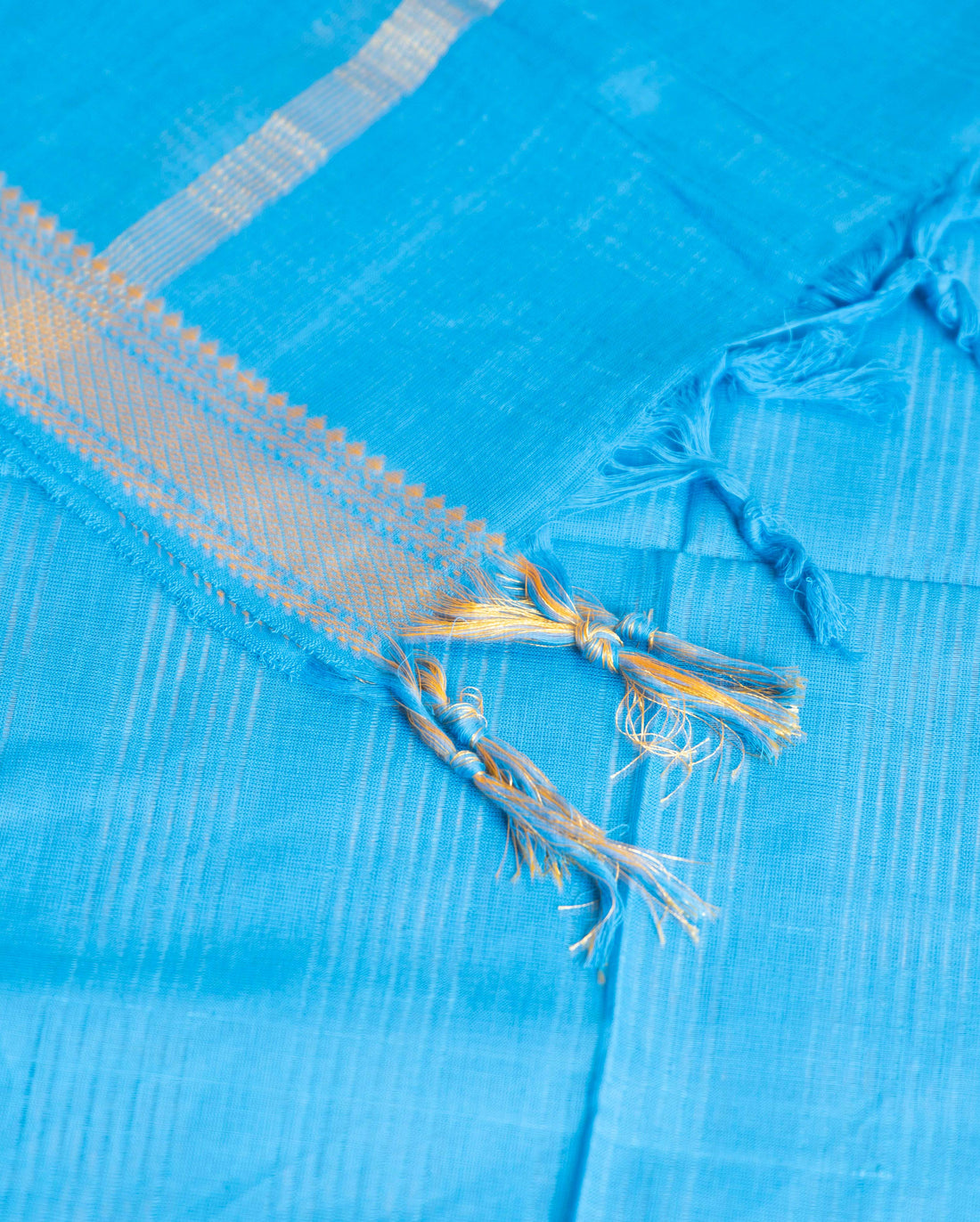 Women's Handloom Cotton Unstitched Salwar Set Material with Zari Border - Light Blue