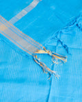 Women's Handloom Cotton Unstitched Salwar Set Material with Zari Border - Light Blue