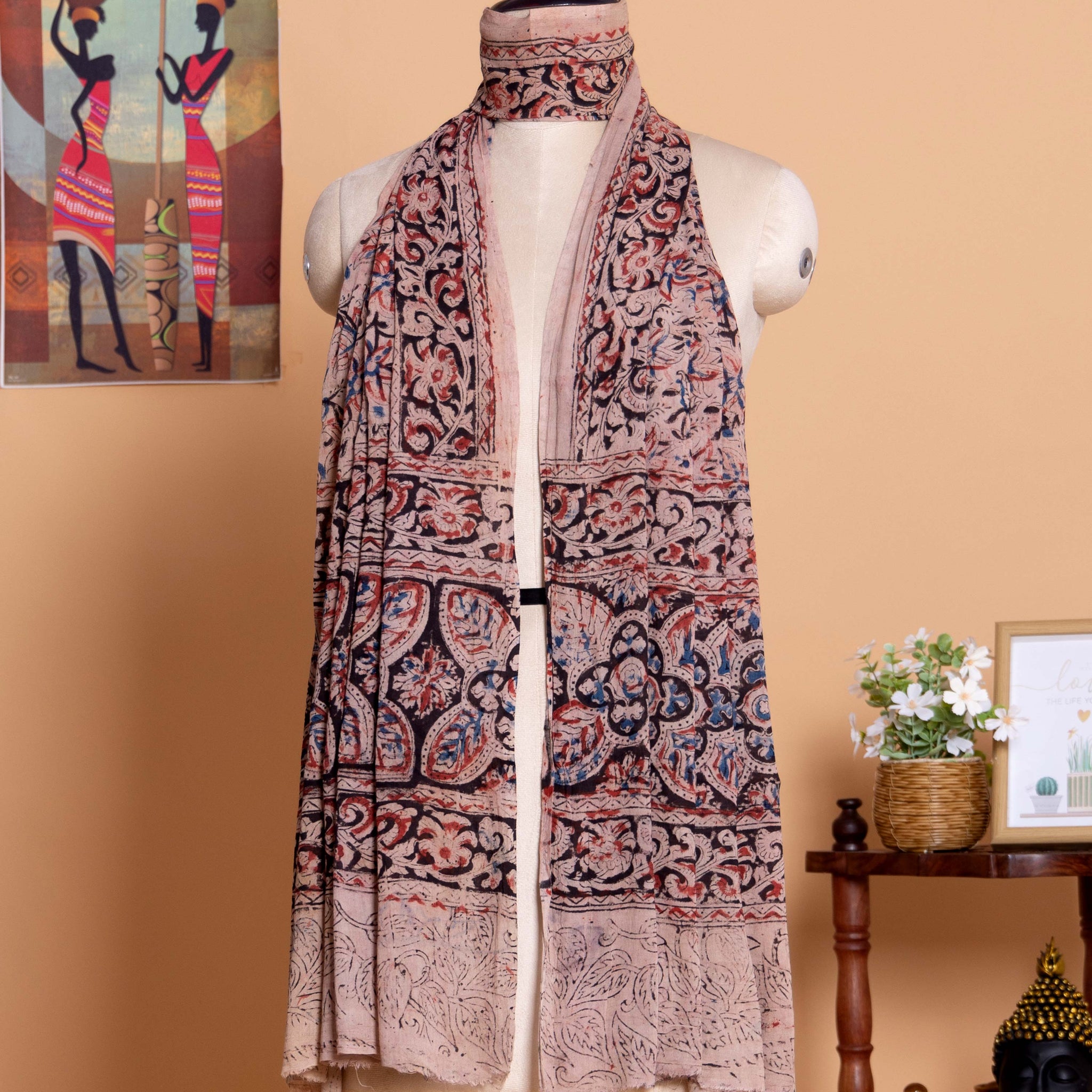 Elegant Floral and Leaf Motif Women's Dupatta with Traditional Handcrafted Design and Intricate Border Detailing- Multi