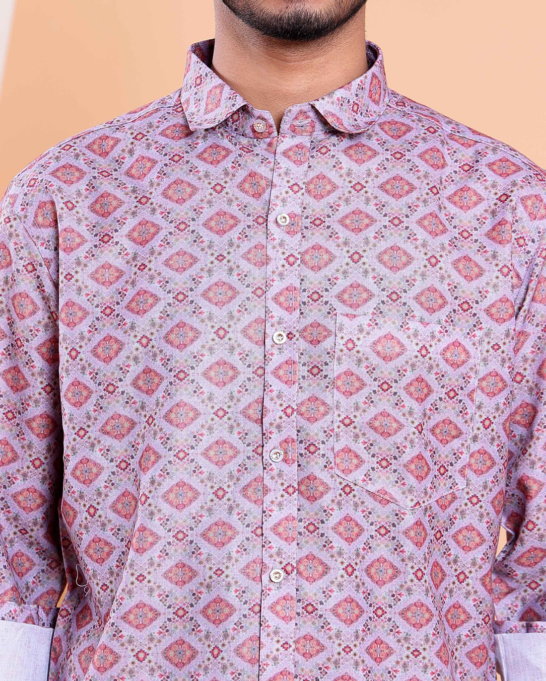 Men's Full Sleeve Shirt and Traditional Dhoti Set with Designer Border - Multi