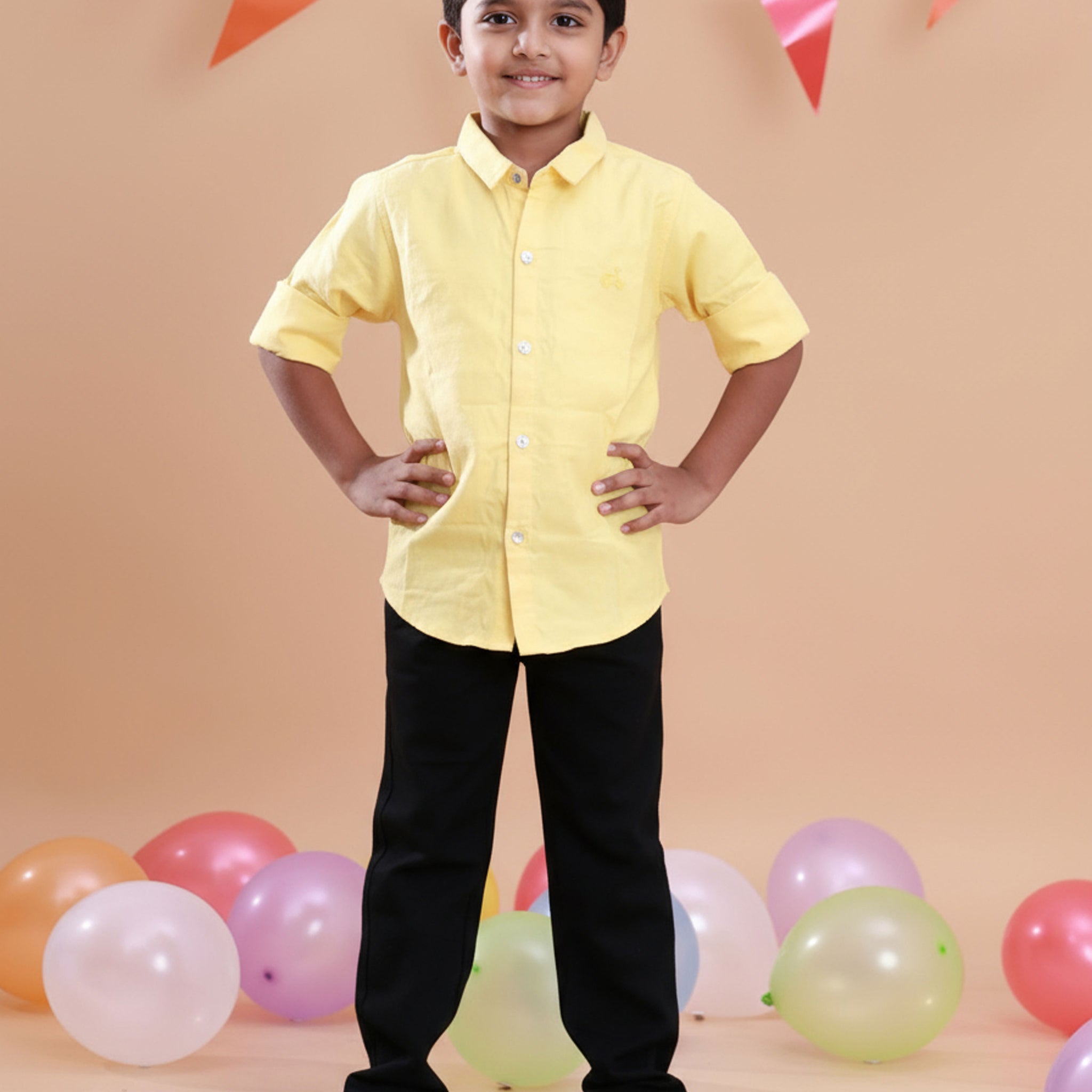 Boys Stylish Solid Casual Shirt - Yellow