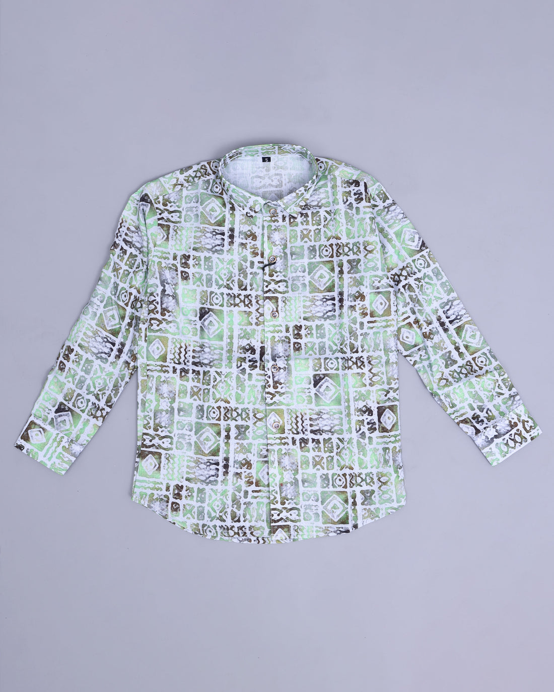 Boys Premium Abstract Geometric Printed Full Sleeve Button-Down Shirt with Classic Collar - Multi