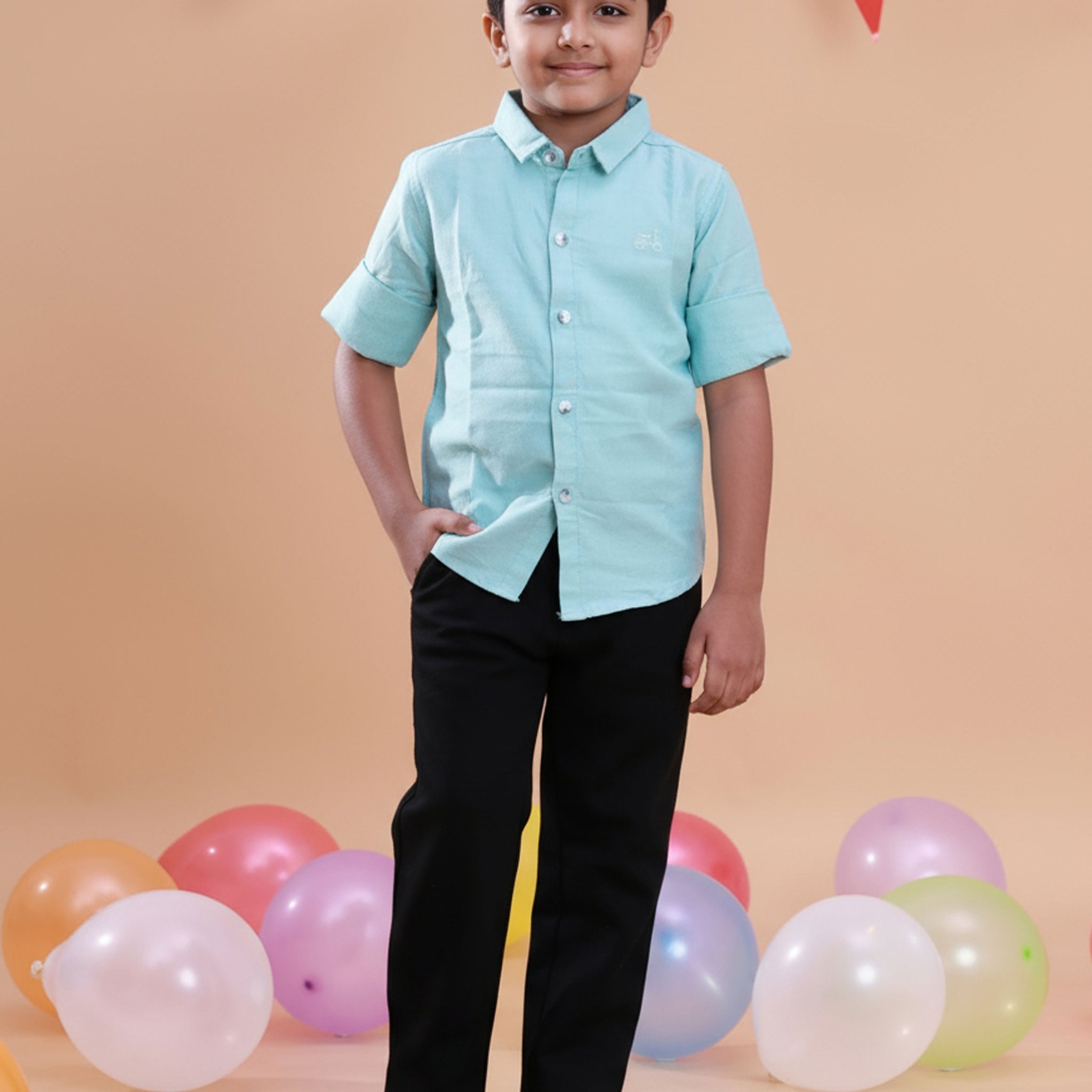 Kids' Classic Button-Down Solid Casual Shirt - Sky Blue