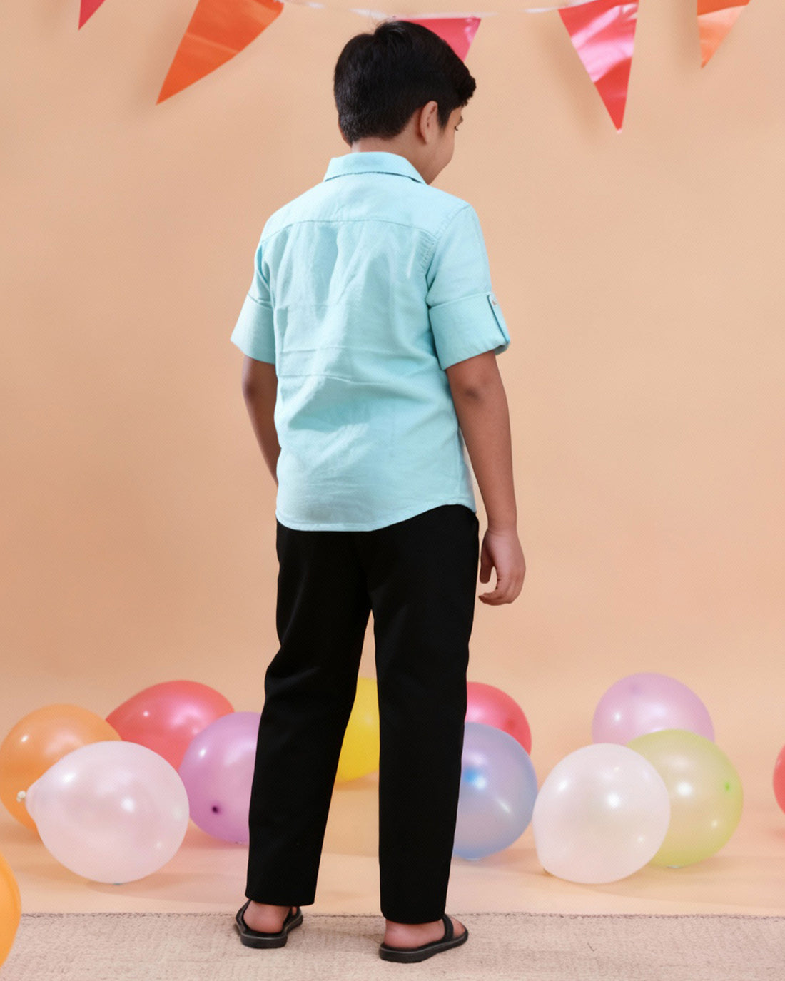 Kids Classic Button-Down Solid Casual Shirt - Sky Blue