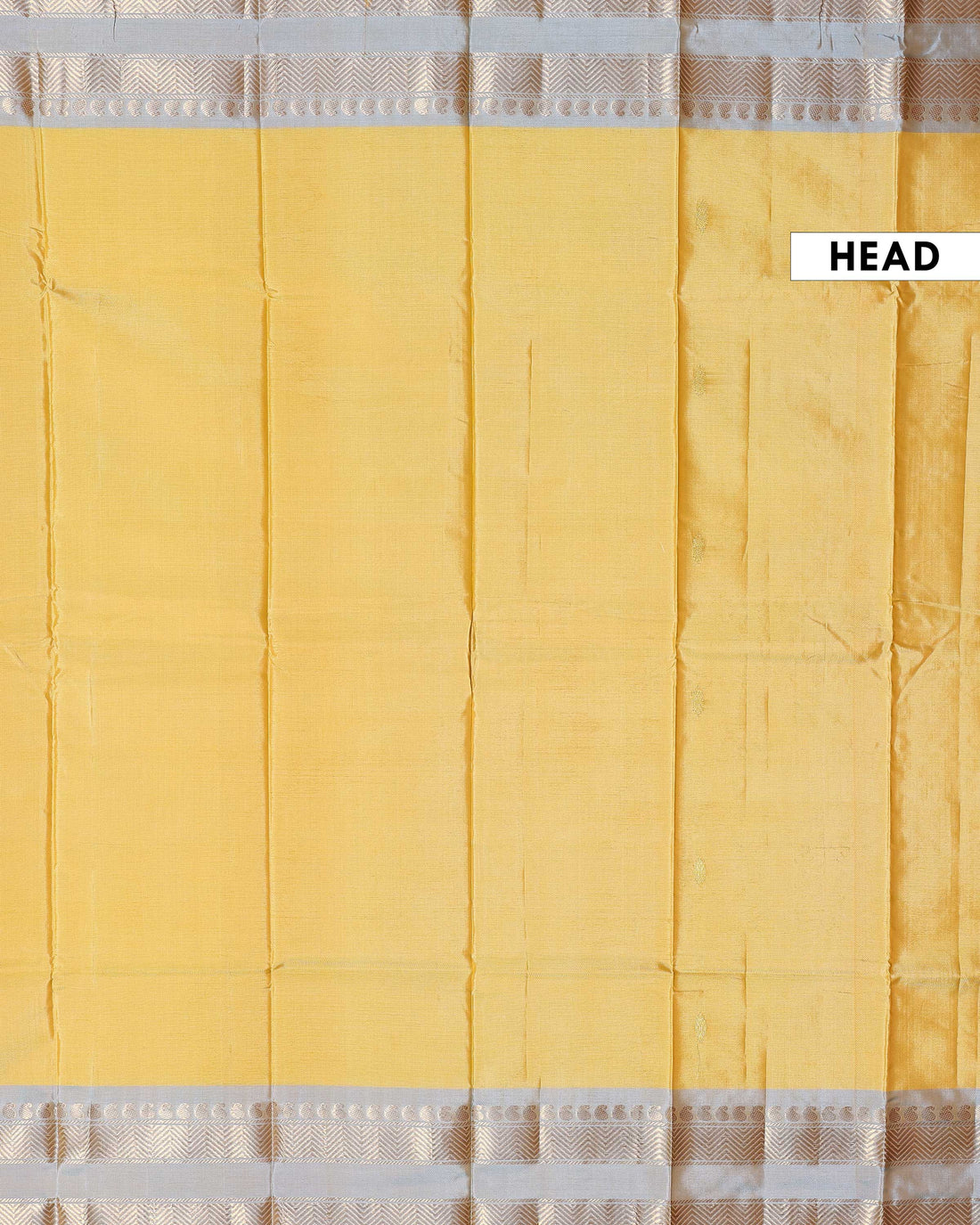 Elegant Banana Pith Saree with Subtle Natural Texture a Rich Contrast Border and Traditional Zari Woven Pallu - Yellow