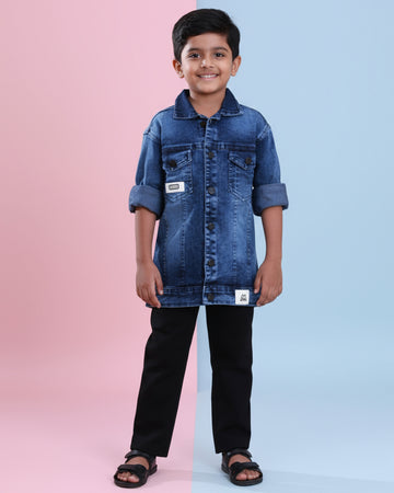 Kids' Stylish Denim Casual Shirt - Blue