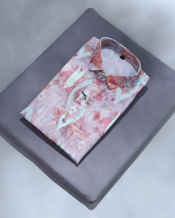 Boys Printed Long Sleeve Button Down Shirt with Abstract Ikat Pattern and Classic Collar - Multi