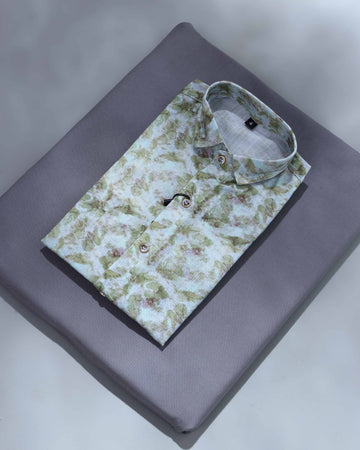 Boys Premium Floral Printed Full Sleeve Button-Down Shirt with Classic Collar - Multi