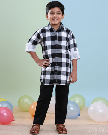 Boys Festive Stylish Checked Patterned Shirt - Multi