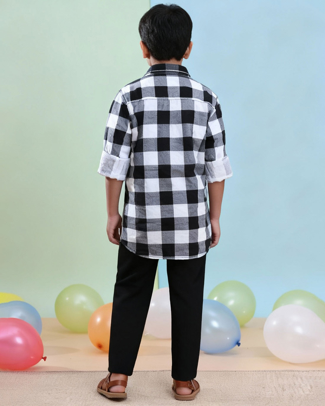 Boys Festive Stylish Checked Patterned Shirt - Multi