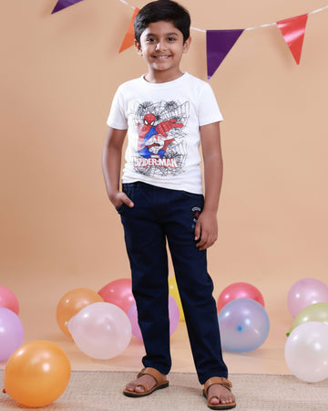 Boys Festive Stylish Printed T- Shirt - White