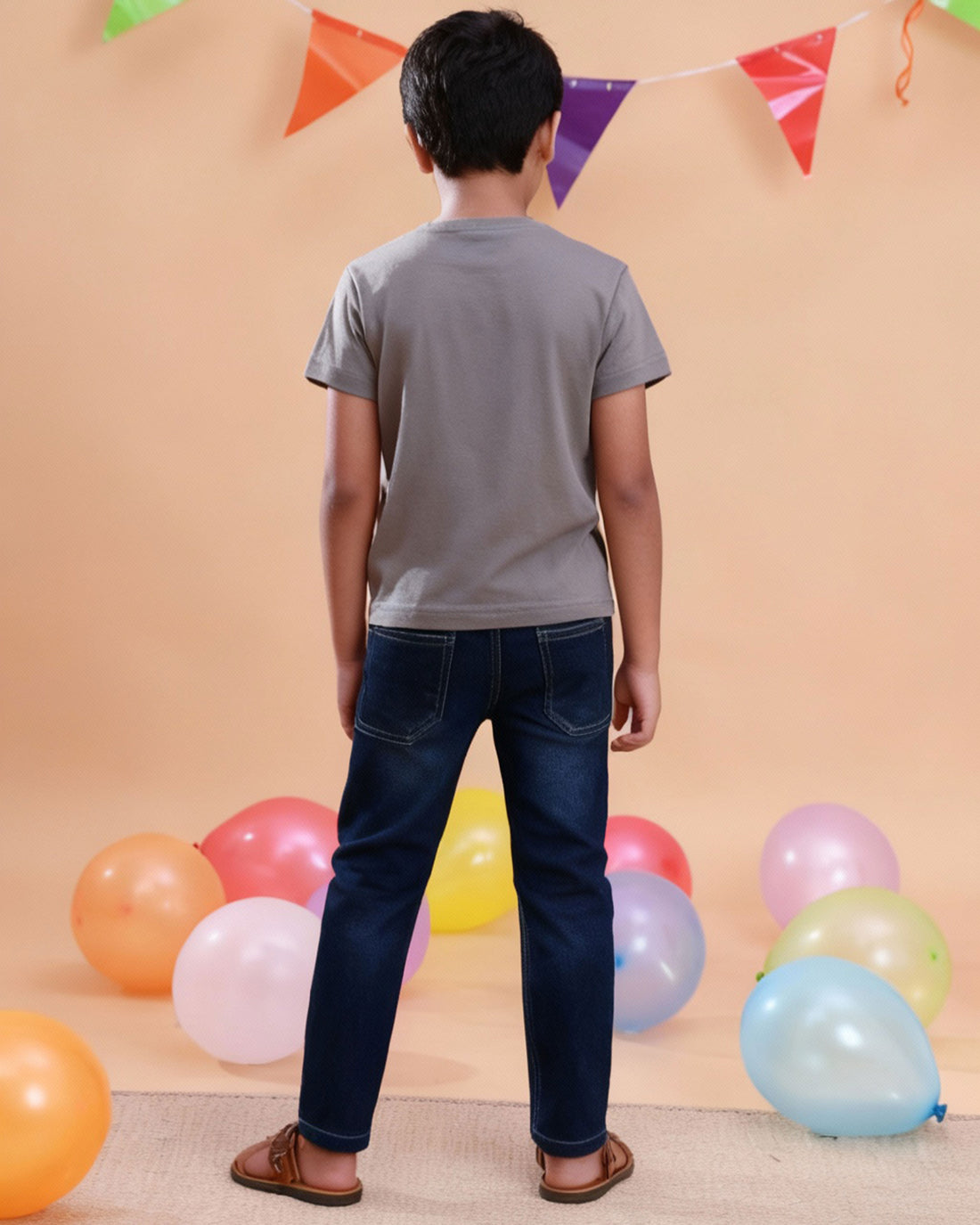 Boys Festive Stylish Printed T- Shirt - Dark Grey