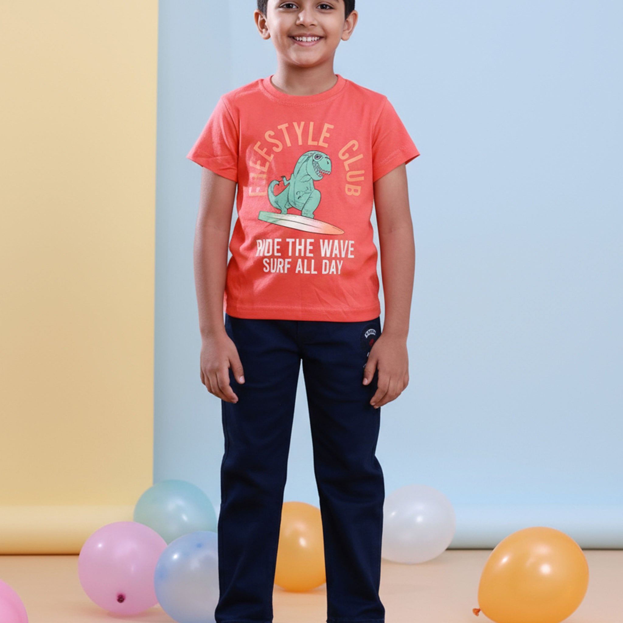 Boys Festive Stylish Printed T- Shirt - Red