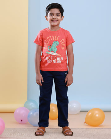 Boys Festive Stylish Printed T- Shirt - Red