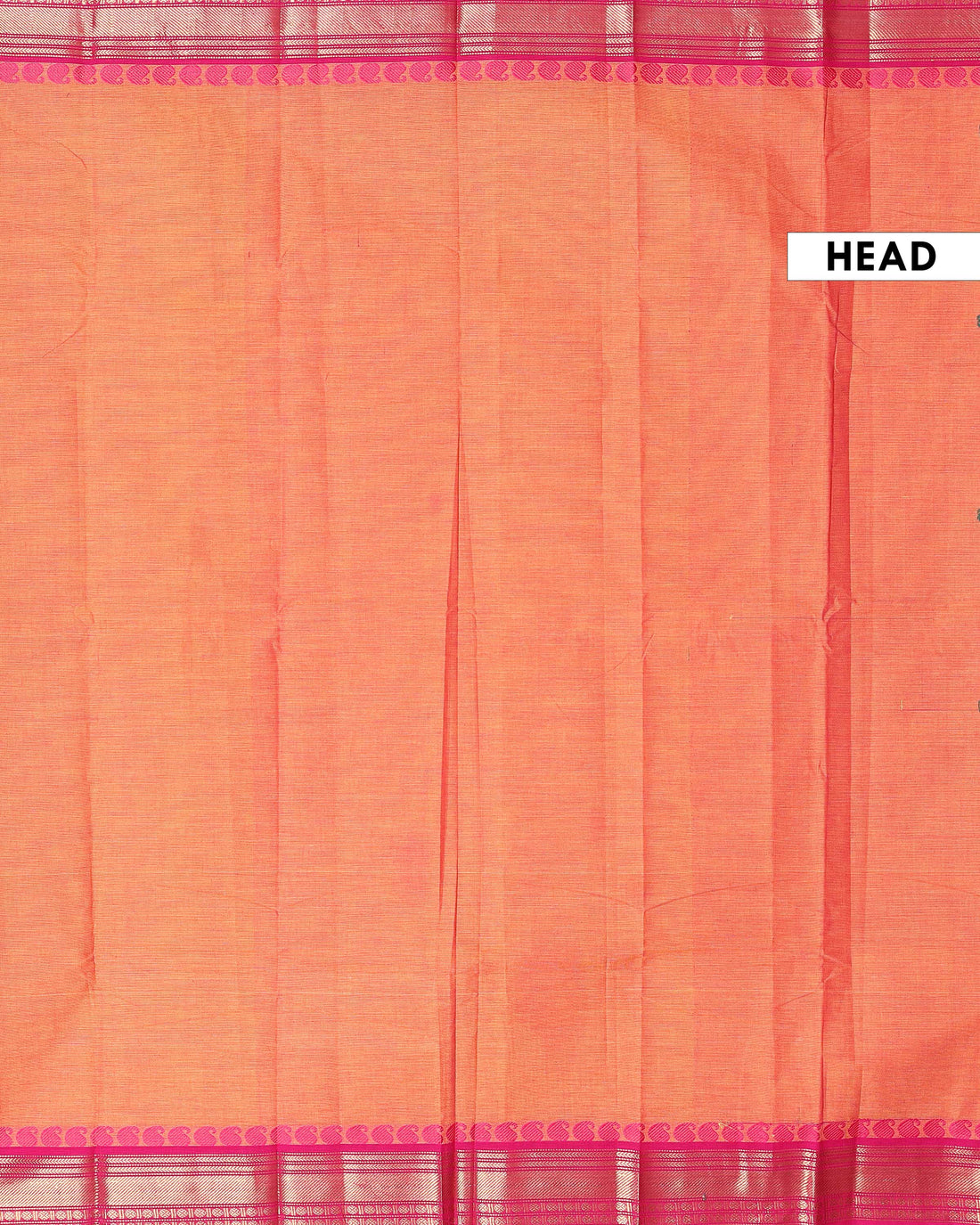 Traditional Chettinad Cotton Saree with a Solid Body Allover Butti and a Rich Zari Border - Orange