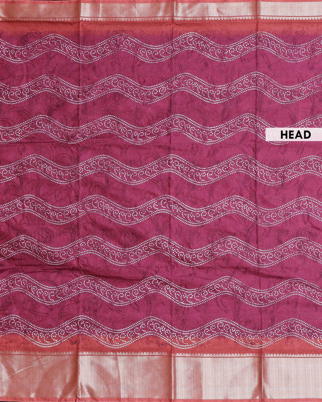 Elegant Bandhani Inspired Dola Silk Saree with All Over Floral Embroidery and Luxurious Woven Zari Border - Maroon