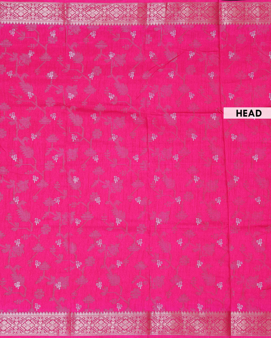 Elegant Dola Silk Saree with All Over Traditional Floral Vine Motifs & Woven Zari Border  - Pink