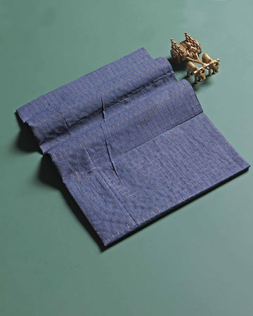 Women's Handloom Sungudi Cotton 1 Meter Blouse Material with Zari Accents - Blue