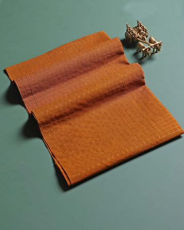 Women's Handloom Sungudi Cotton 1 Meter Blouse Material with Zari Accents - Brown