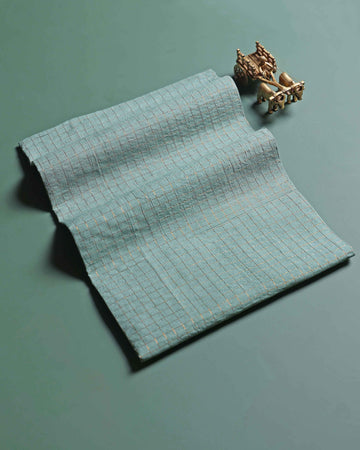 Women's Elegant Sungudi Cotton 1 Meter Blouse Material with Zari Accents - Pista Green