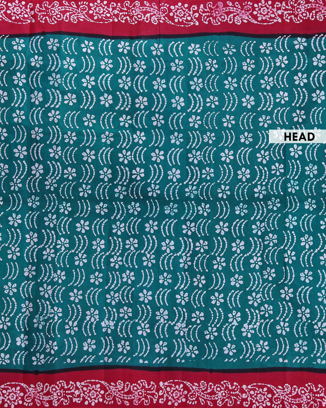 Traditional Sungudi Cotton Saree with Traditional Bandhani Body and Batik Border - Teal