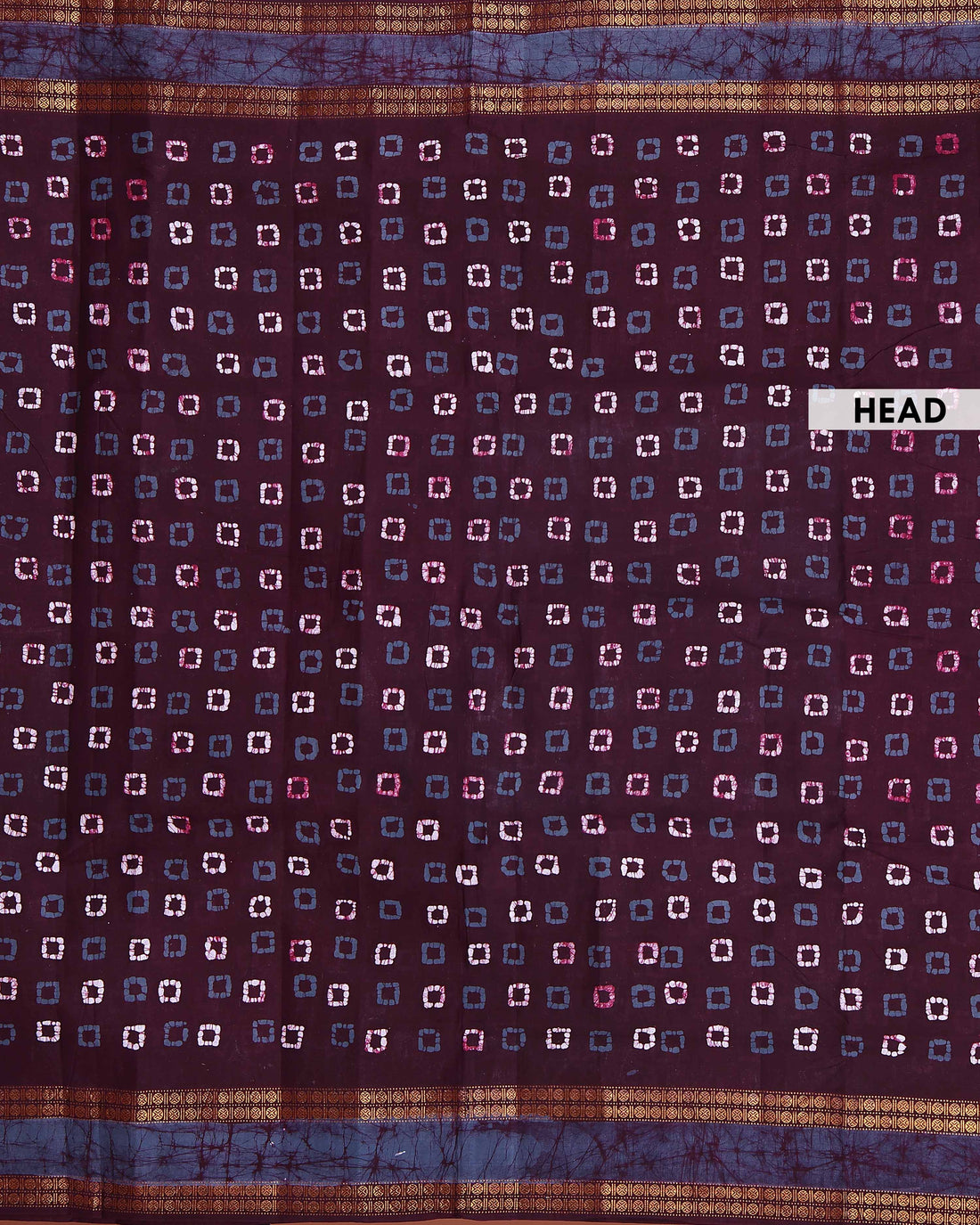 Traditional Traditional Sungudi Cotton Saree with Traditional Bandhani Square Motifs and Contrast Border - Purple