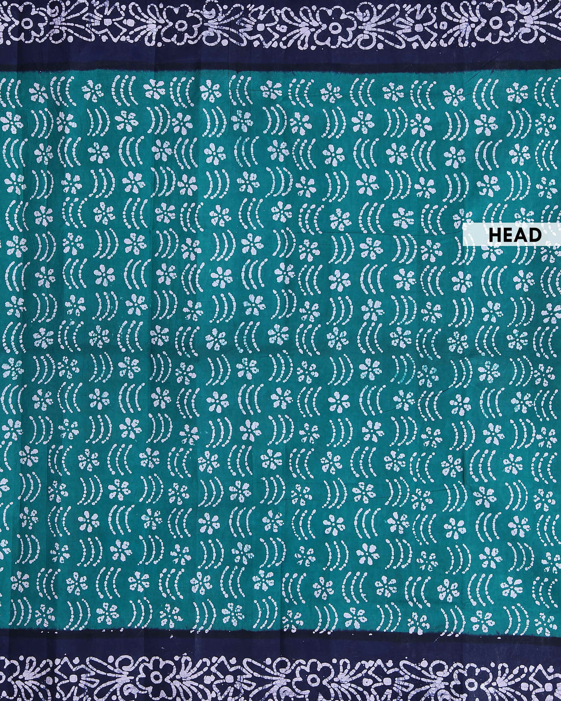 Handcrafted Sungudi Cotton Saree with Intricate Wax Batik Design and Contrast Border - Teal