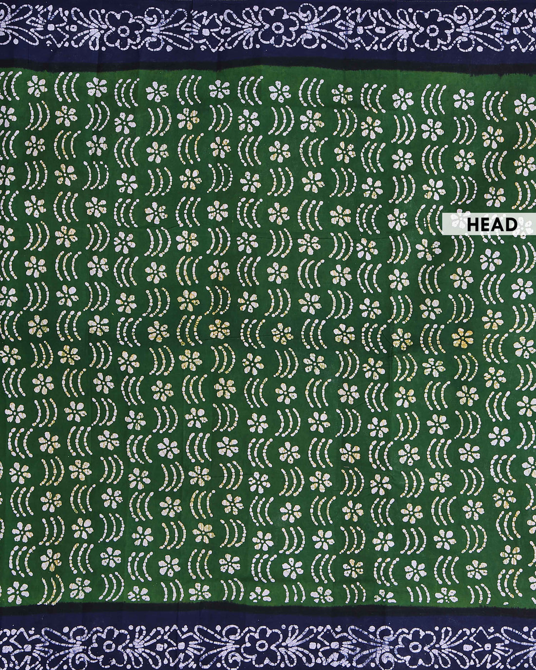 Handcrafted Sungudi Cotton Saree with Intricate Wax Batik Design and Contrast Border - Green