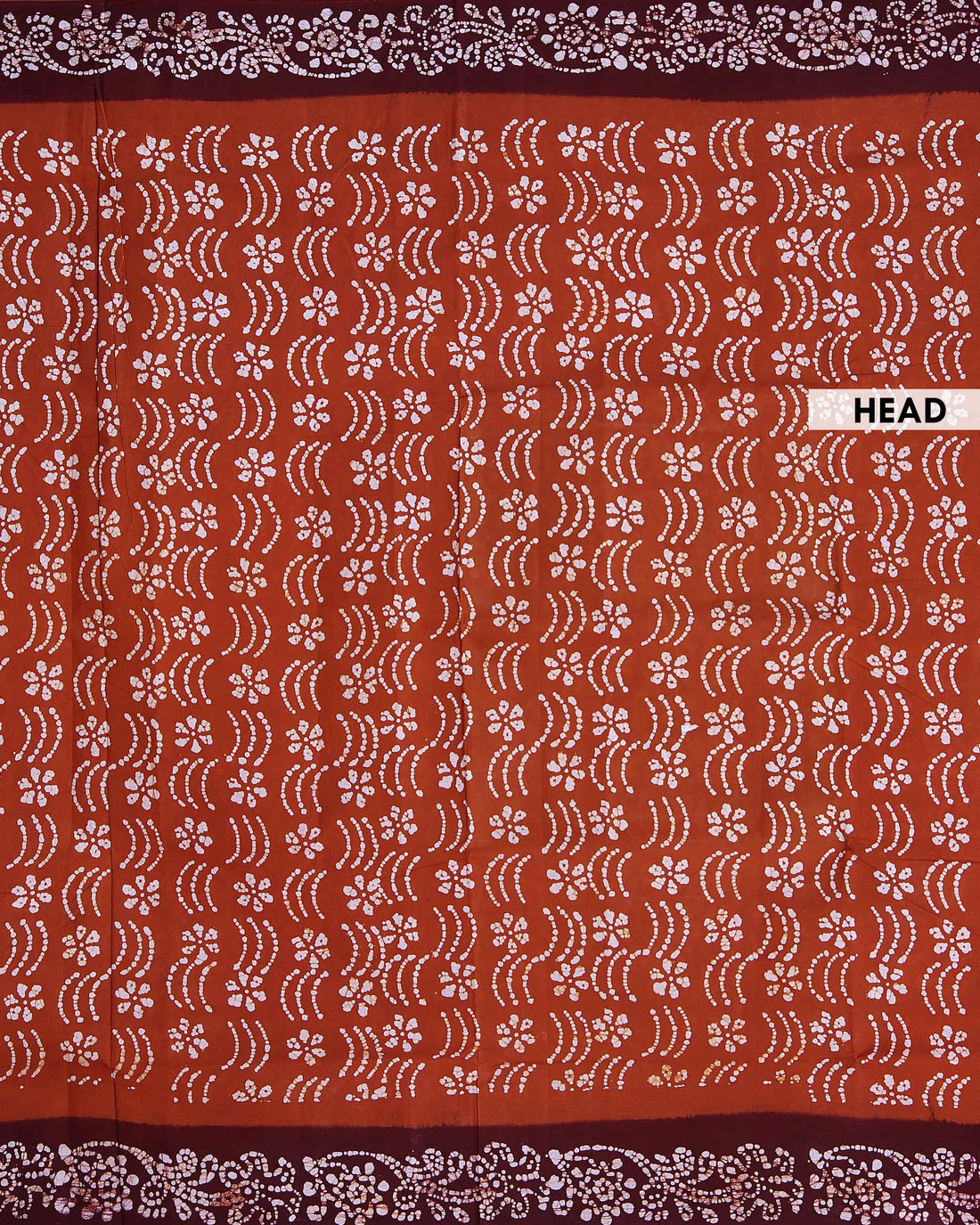 Handcrafted Sungudi Cotton Saree with Intricate Wax Batik Design and Contrast Border - Brown