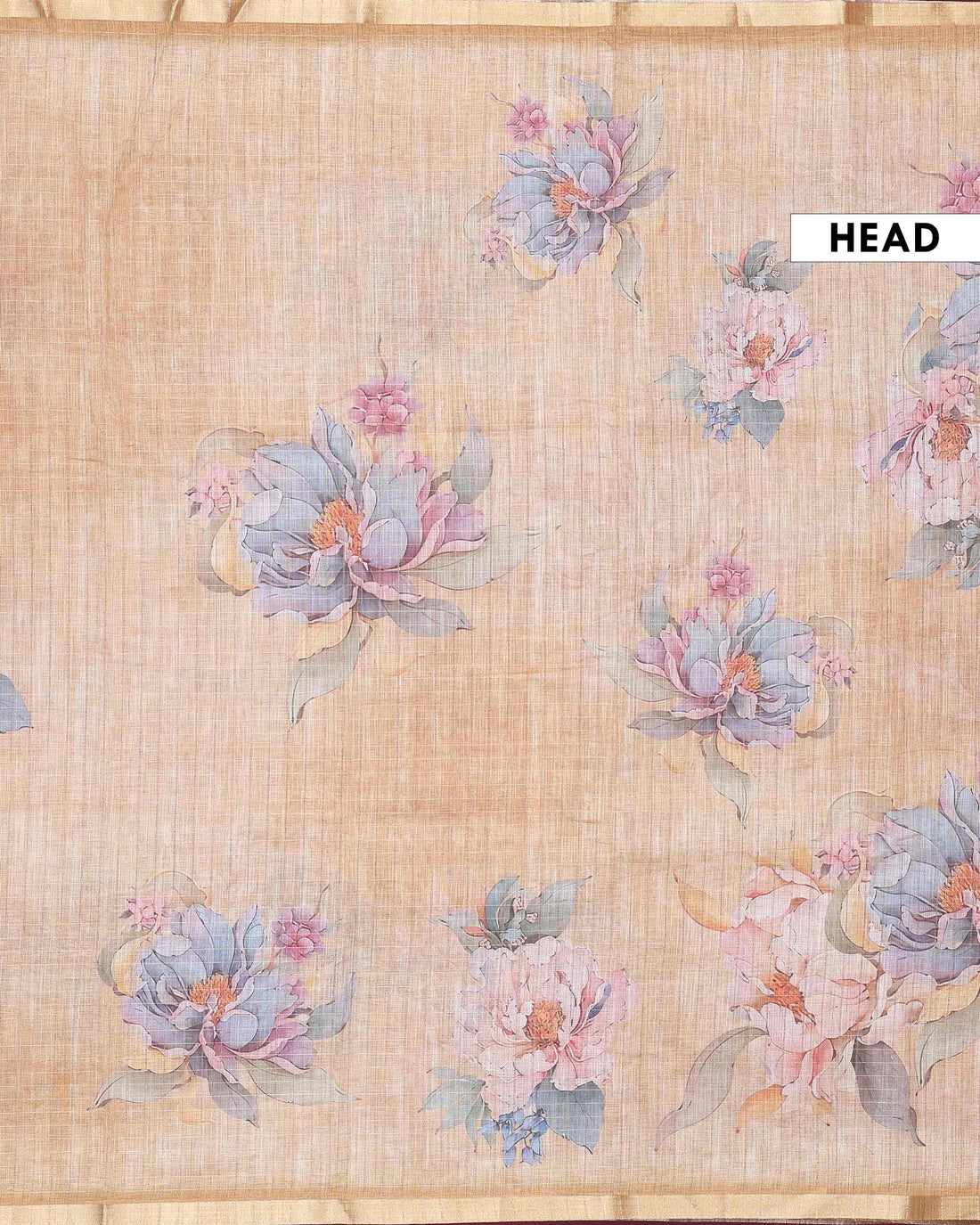 Elegant Linen Blend Saree with All-Over Floral Pattern and Contrast Woven Border - Yellow