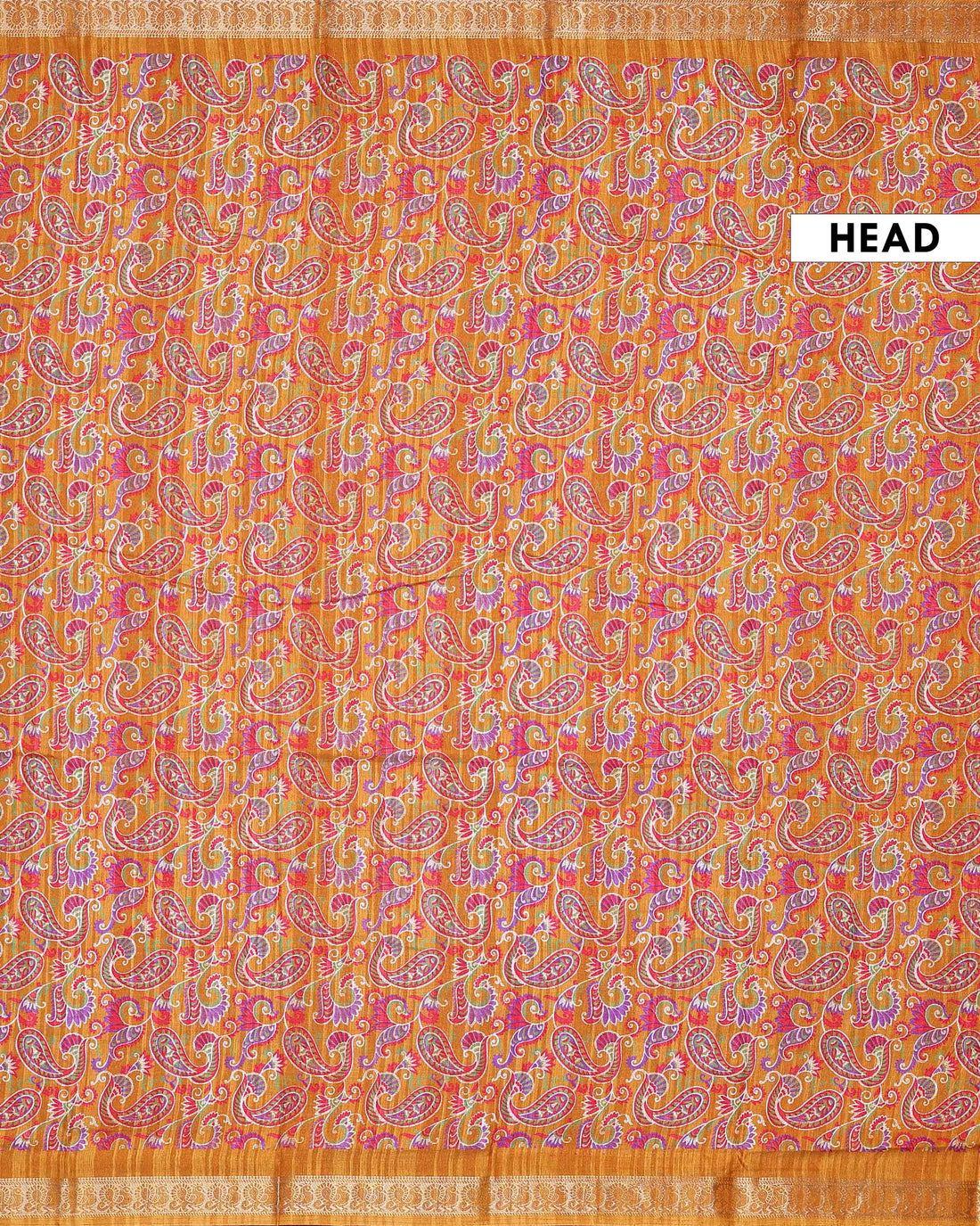 Elegant Dola Silk Saree with Intricate Paisley Weave and Traditional Zari Border - Orange