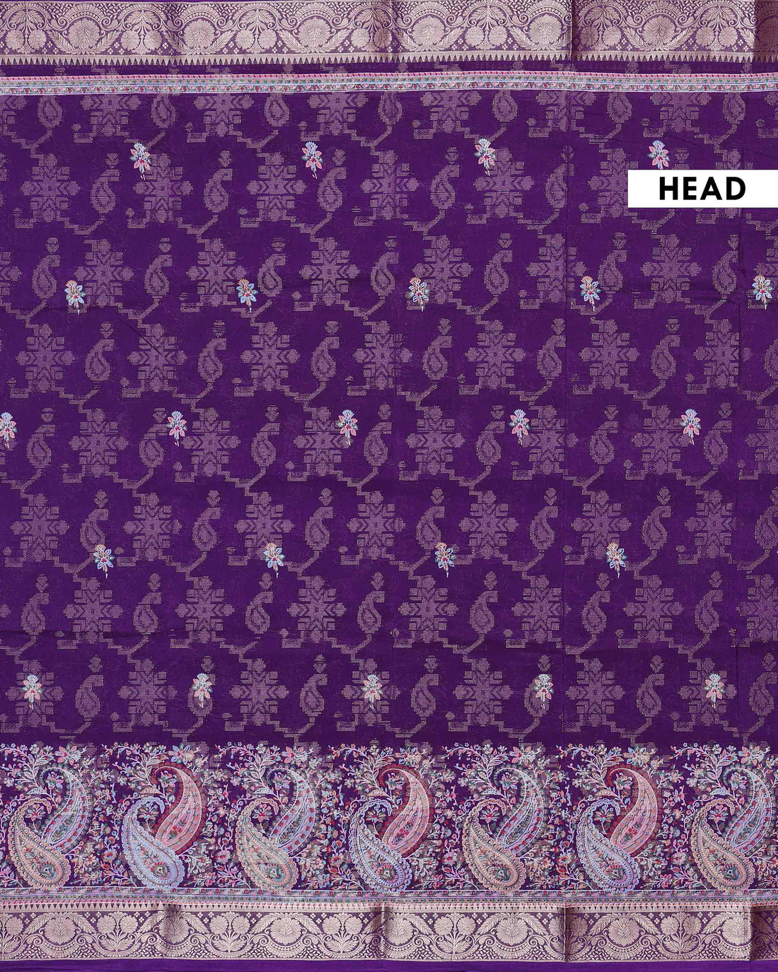 Graceful Dola Silk Saree with Paisley & Floral Motif Woven Butta Design and Traditional Zari Border  - Purple