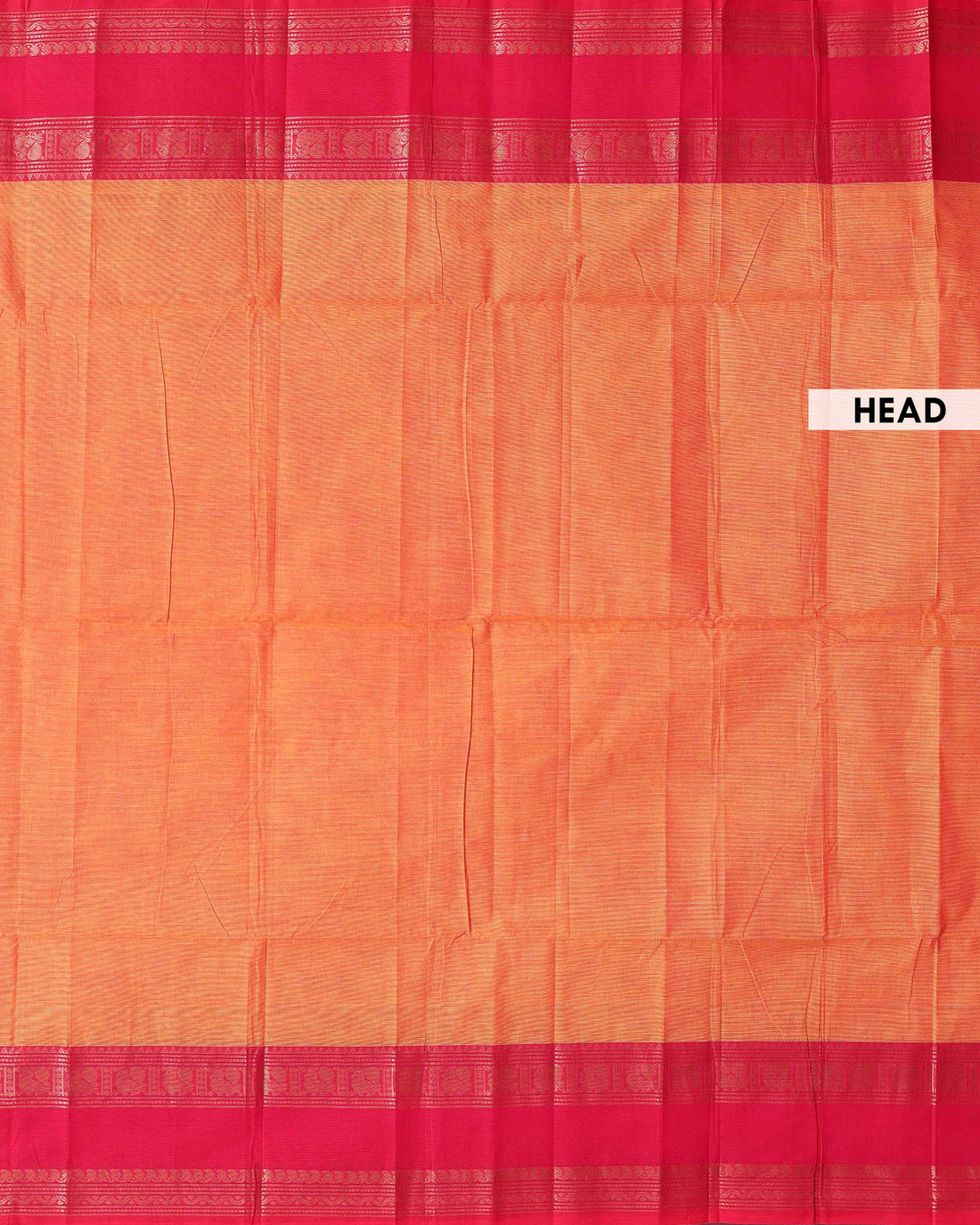 Classic Kanchi Cotton Saree with a Solid Body and a Traditional Rettapet Zari Border - Orange