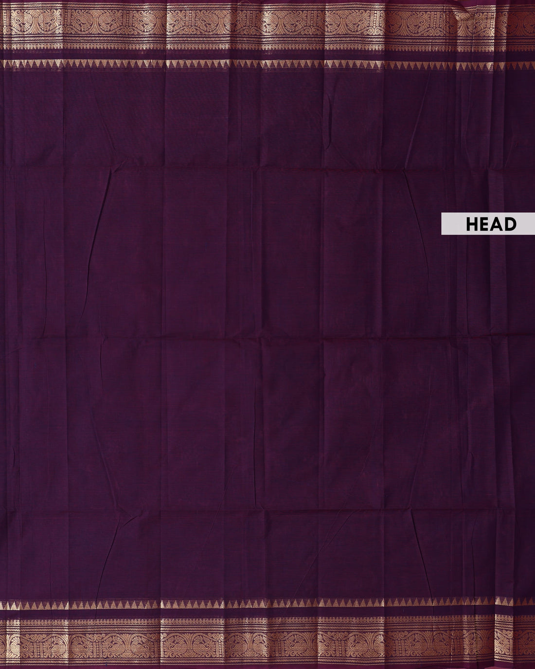 Classic Kanchi Cotton Saree with a Solid Body and a Traditional Temple Zari Border - Deep Purple