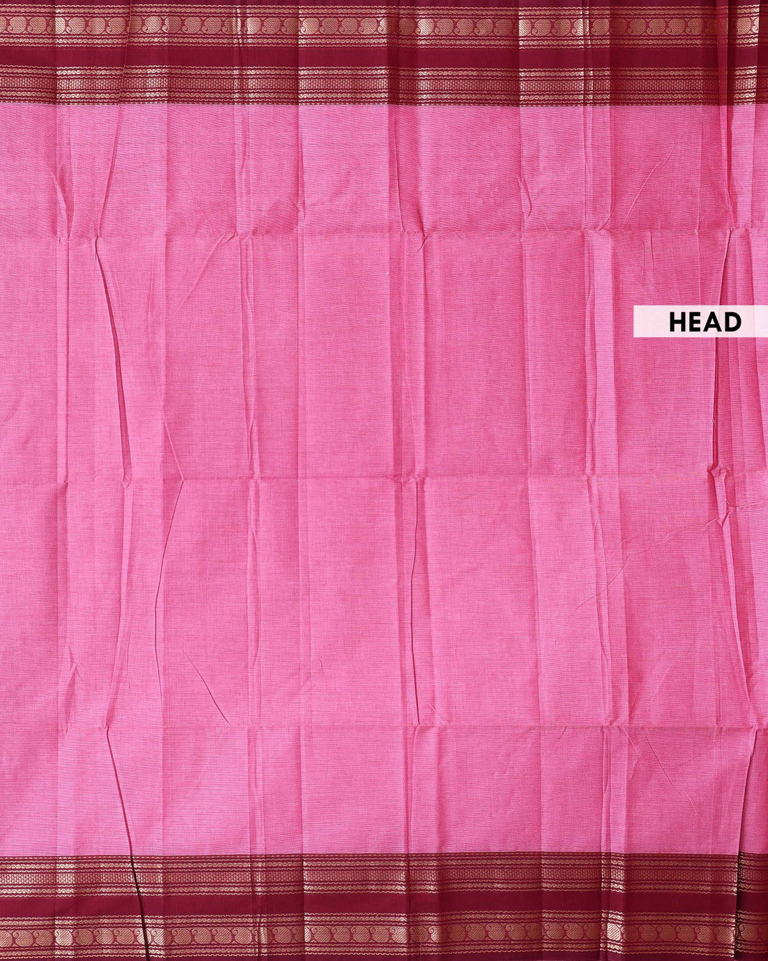 Traditional Kanchi Cotton Saree with a Solid Body and an Elegant Zari Border - Pink