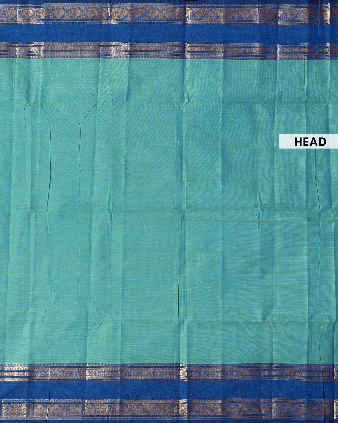 Traditional Kanchi Cotton Saree with a Solid Body and an Elegant Rettapet Zari Border - Teal