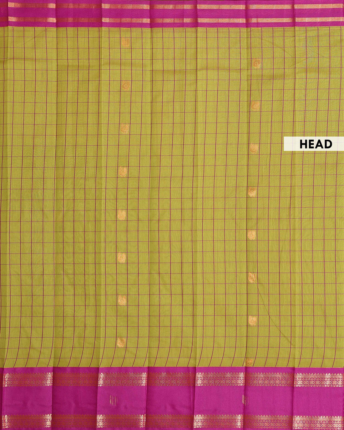 Elegant Elampillai Handloom Silk Cotton Saree with Traditional Zari Checks and Contrast Korvai Border - Green