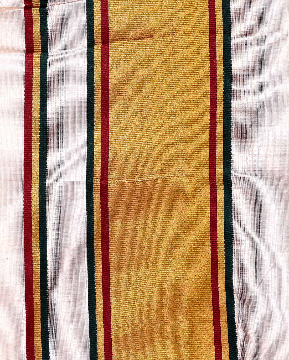 Men’s Traditional Handloom 10*6 Meter Cotton Dhoti with Gold Zari Border - Off White 