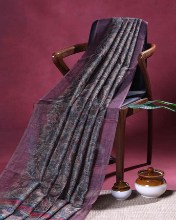 Elegant Kota Saree with Intricate All Over Floral Leaf Vine Print and Subtle Textured Border - Multi