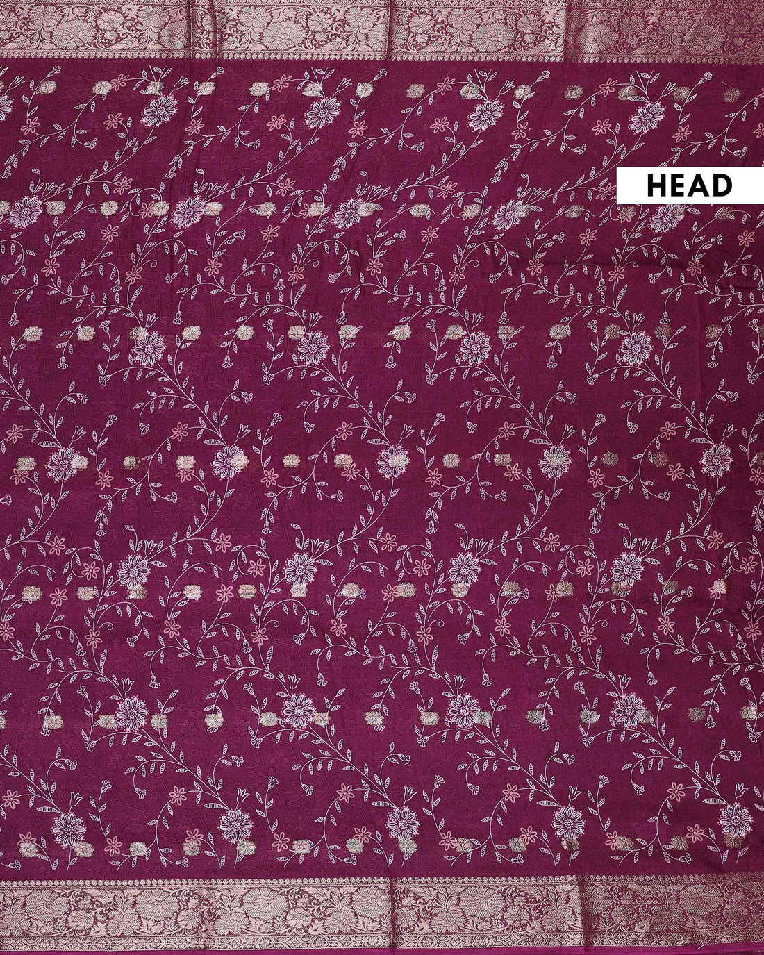 Elegant Dola Silk Saree with Subtle All Over Floral Print and a Graceful Zari Border  - Burgundy