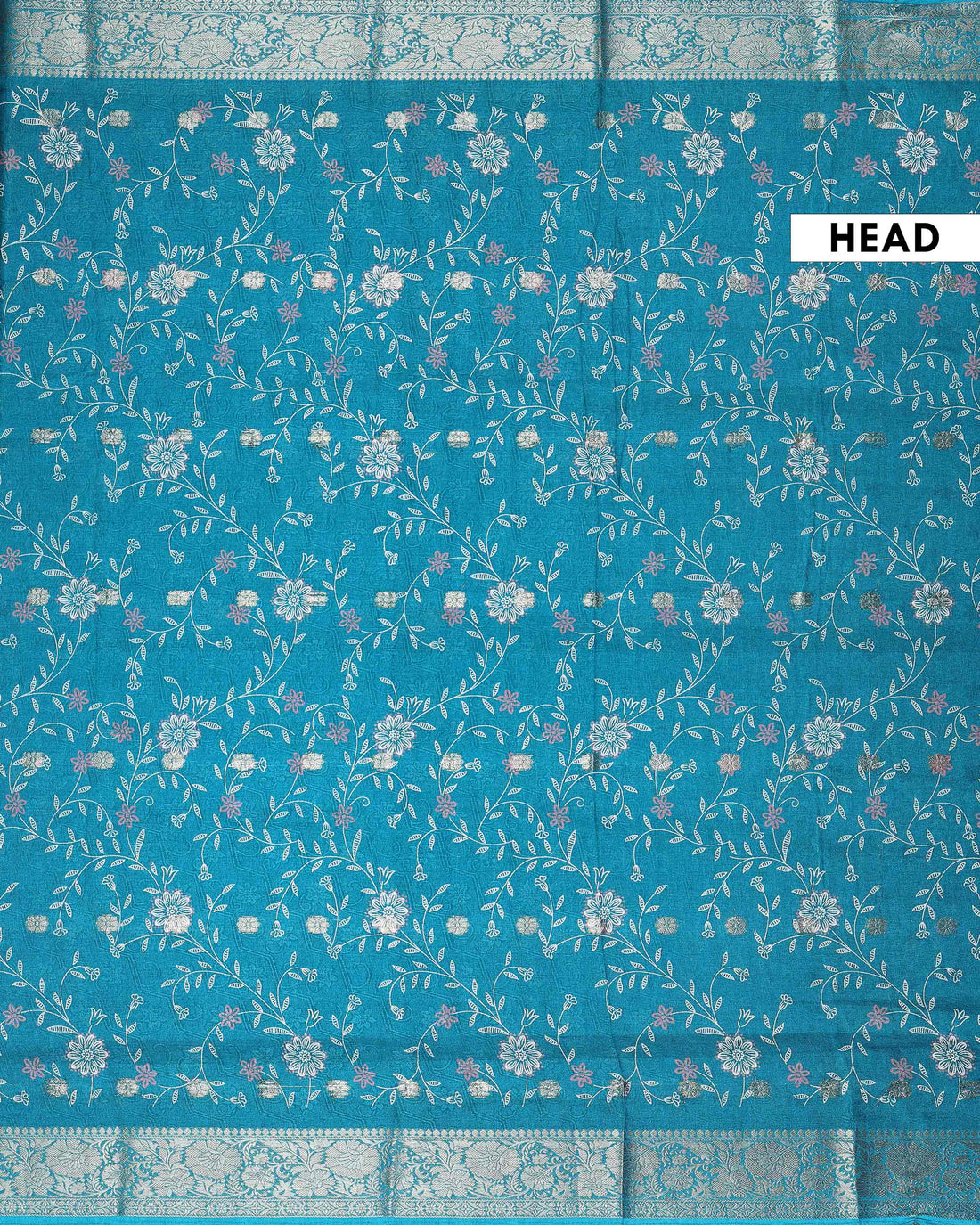 Elegant Dola Silk Saree with Subtle All Over Floral Print and a Graceful Zari Border  - Blue