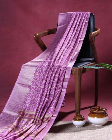 Elegant Dola Silk Saree with Intricate Floral Woven Motifs and Elegant Zari Border - Rose Pink