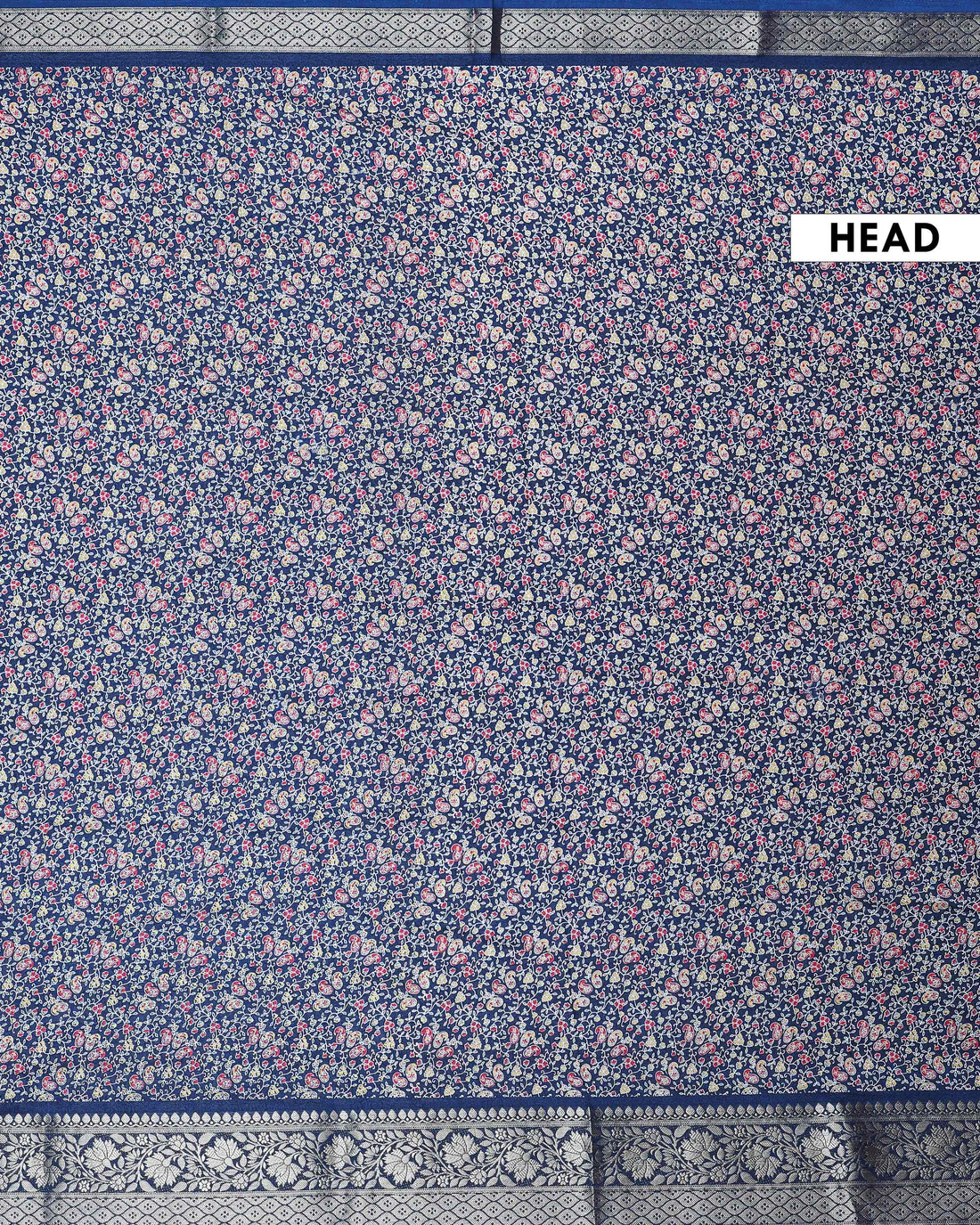 Elegant Dola Silk Saree with All Over Floral Buti Design and Intricately Woven Traditional Border - Navy Blue