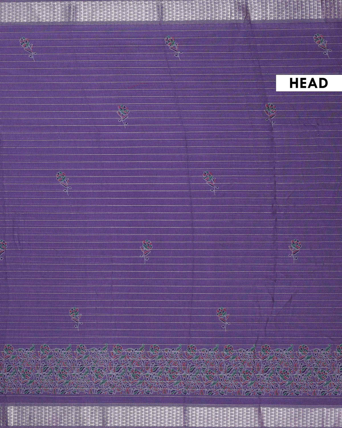 Elegant Dola Silk Saree with Vertical Stripes Intricate Floral Butta Motifs and Traditional Zari Woven Border - Purple