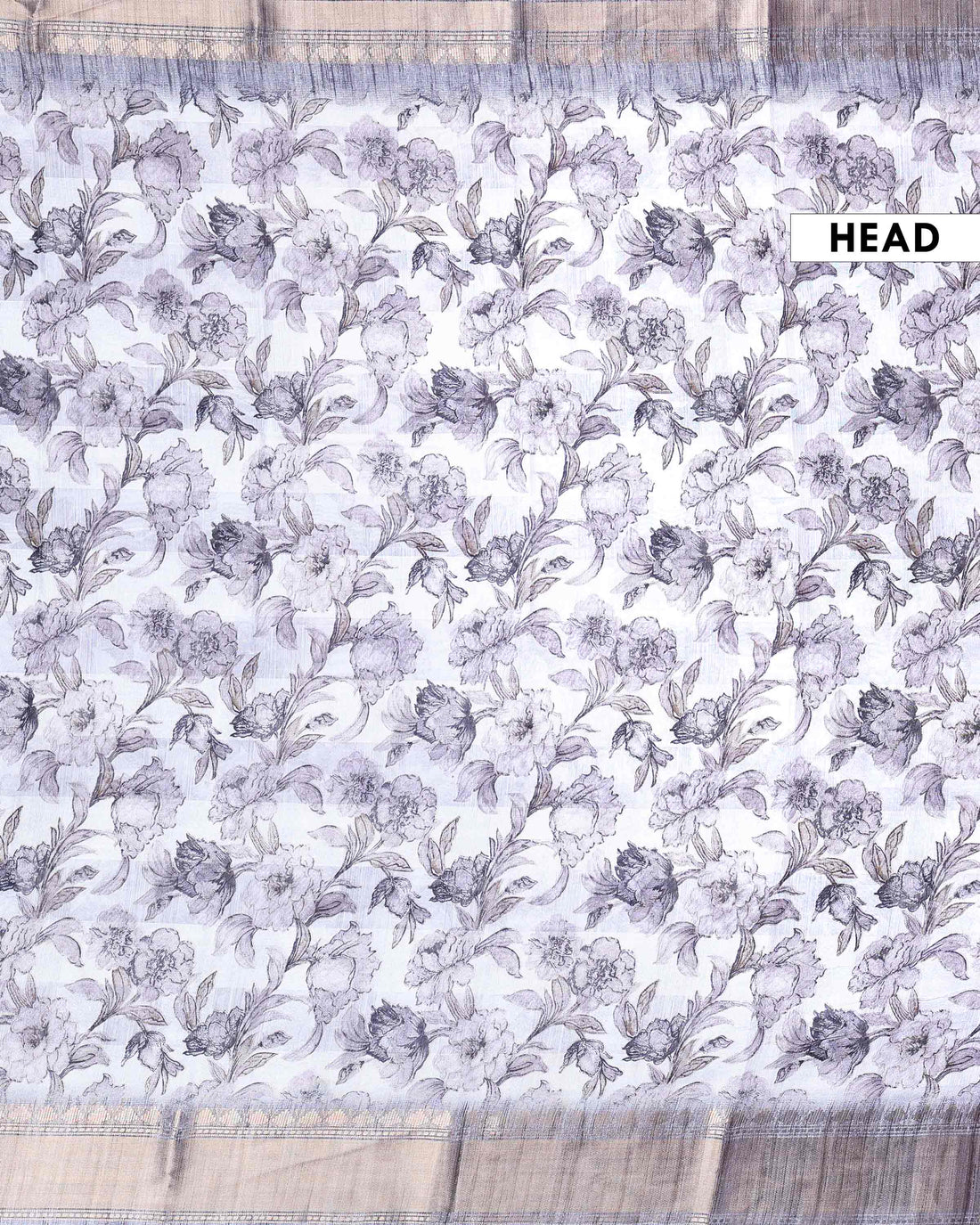 Elegant Dola Silk Saree with All-Over Floral Print and Traditional Woven Border - White