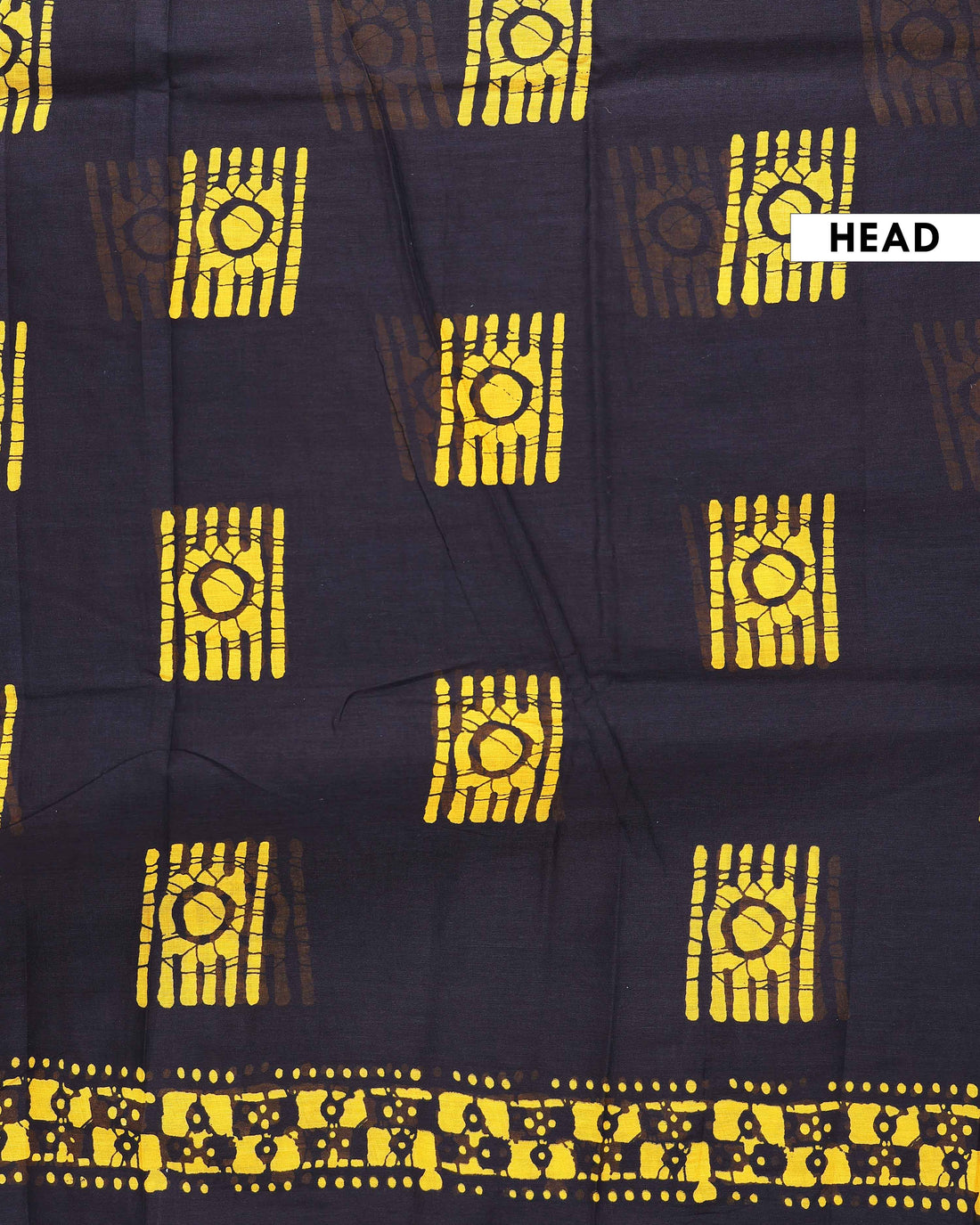 Traditional Batik Printed Mul Mul Cotton Saree with Traditional Motifs - Black