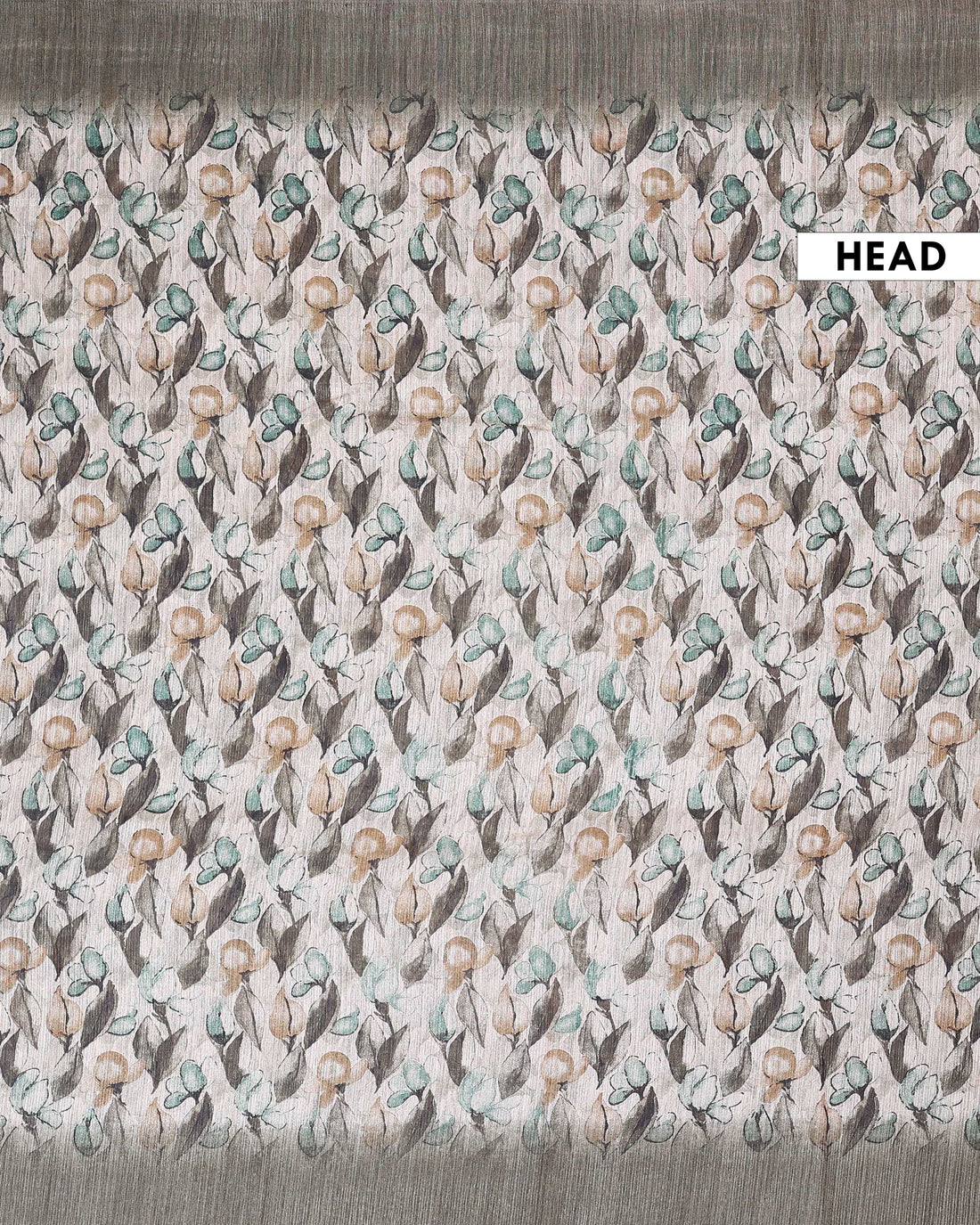 Elegant Semi Jute Saree with All Over Floral Vine Print and Classic Traditional Border - Cream