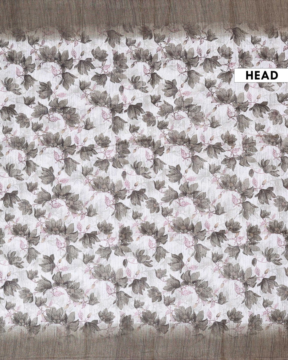 Elegant Semi Jute Saree with All Over Floral Leaf Print and Subtle Textured Traditional Border  - Off White