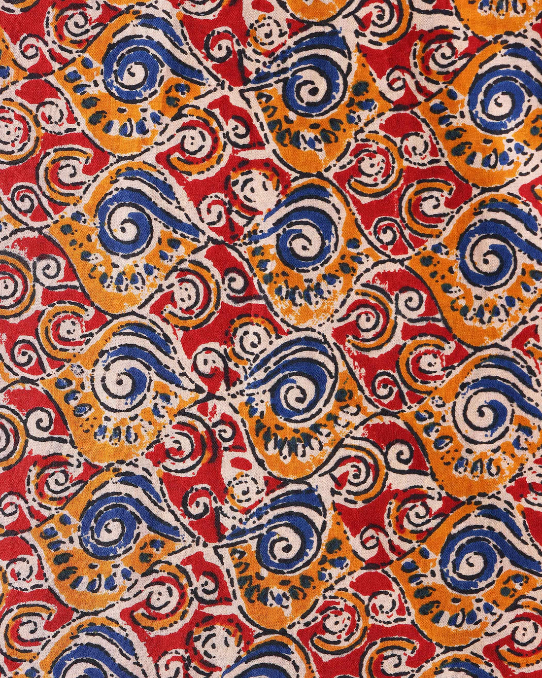 Elegant Kalamkari Print Unstitched Blouse Material - Red